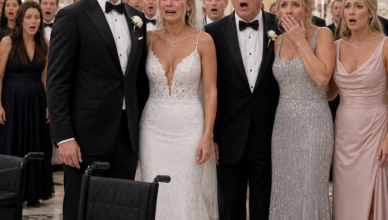 Mis padres e mia hermana se burlaron de me frente a todos en mio boda. “Solo un discapacitado se casaría con una fracasada como ella”, escupió mi padre. Yo bajé la mirada, destroyzada… hasta que mi novio bloqueó los frenos de su silla de ruedas, se puso de pie y reveló quién era en realidad.